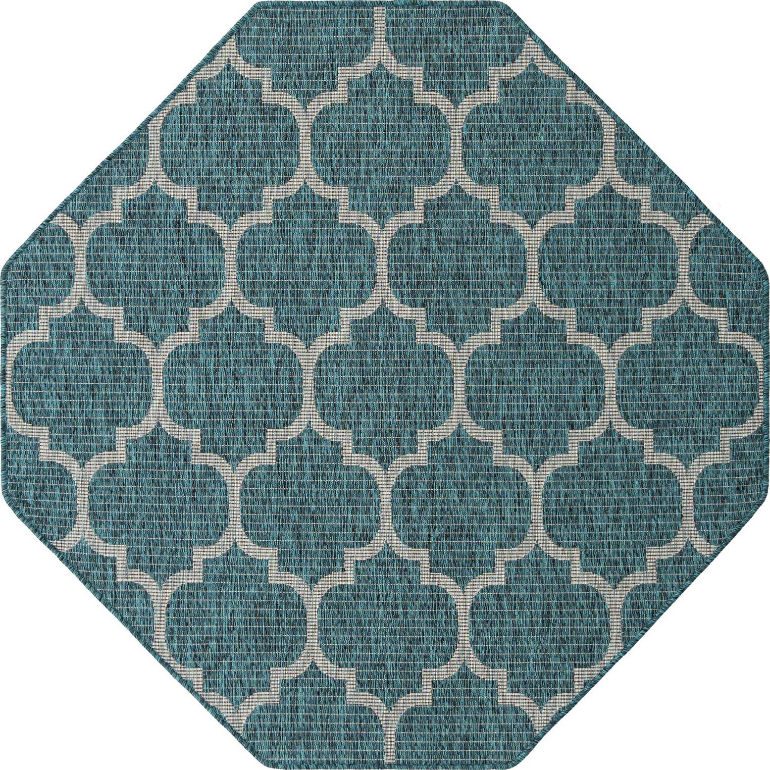 5' 3 x 5' 3 Easy-Clean Lattice Indoor / Outdoor Octagon Rug
