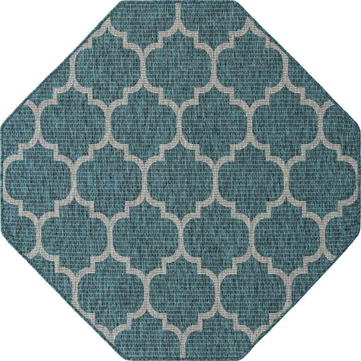 5' 3 x 5' 3 Easy-Clean Lattice Indoor / Outdoor Octagon Rug