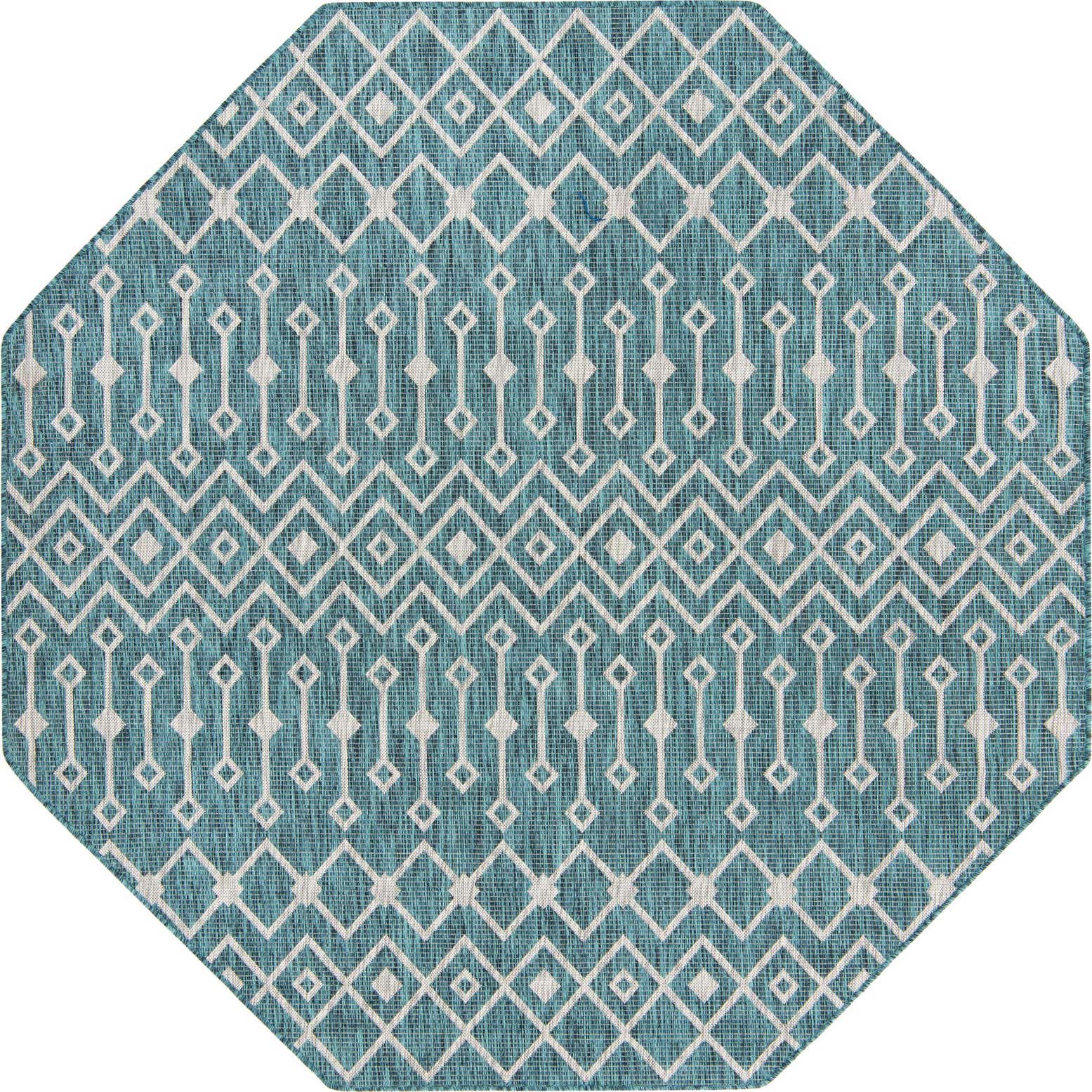 7' 10 x 7' 10 Easy-Clean Lattice Indoor / Outdoor Octagon Rug