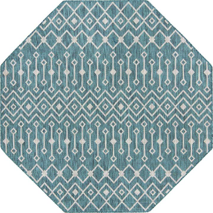 7' 10 x 7' 10 Easy-Clean Lattice Indoor / Outdoor Octagon Rug