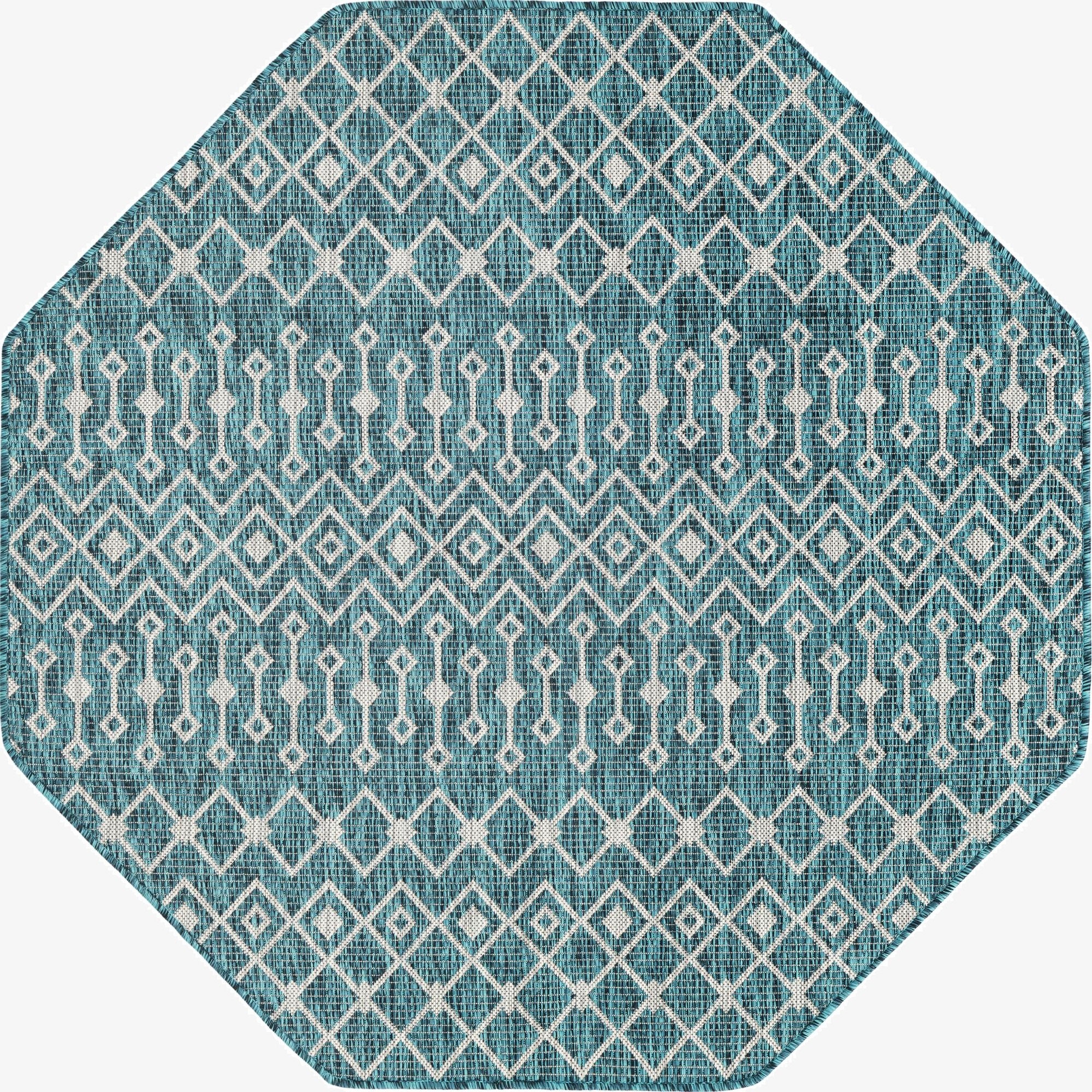 5' 3 x 5' 3 Washable Lattice Indoor / Outdoor Octagon Rug