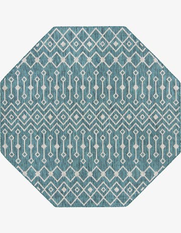 7' 10 x 7' 10 Easy-Clean Lattice Indoor / Outdoor Octagon Rug