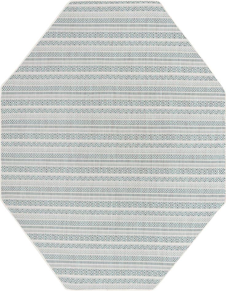 Detail image of 7' 10 x 7' 10 Easy-Clean Striped Indoor / Outdoor Octagon Rug