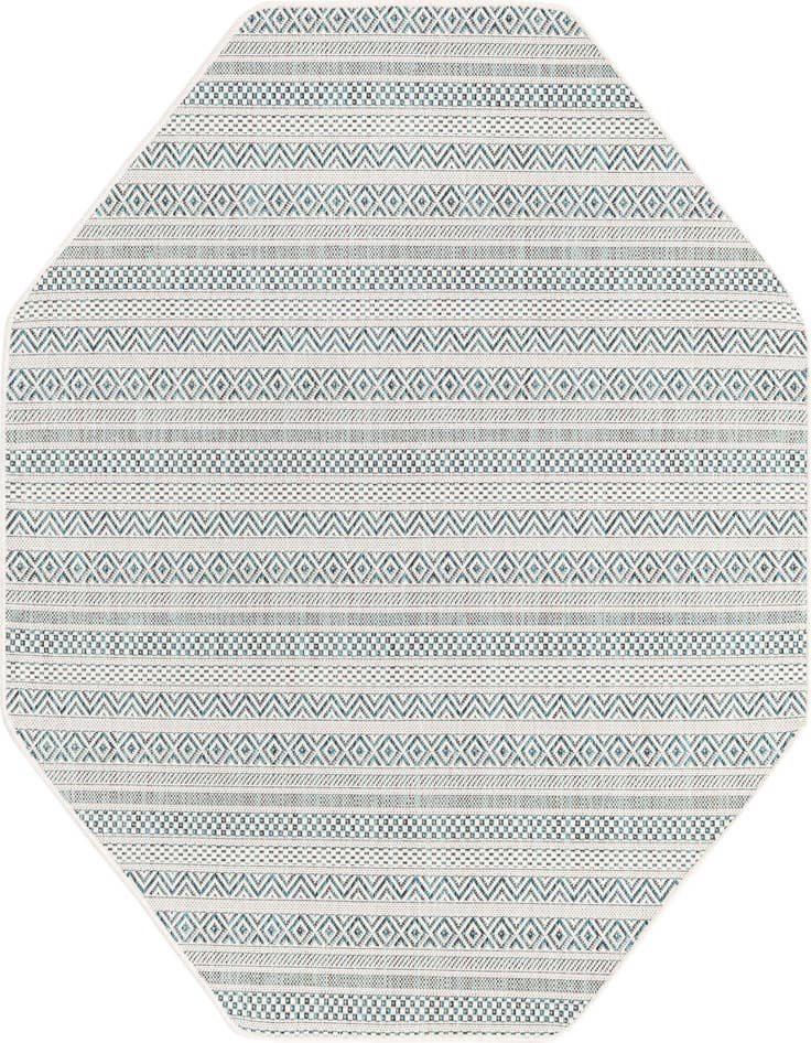 Detail image of 5' 3 x 5' 3 Easy-Clean Striped Indoor / Outdoor Octagon Rug