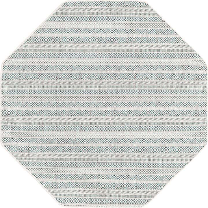 5' 3 x 5' 3 Easy-Clean Striped Indoor / Outdoor Octagon Rug