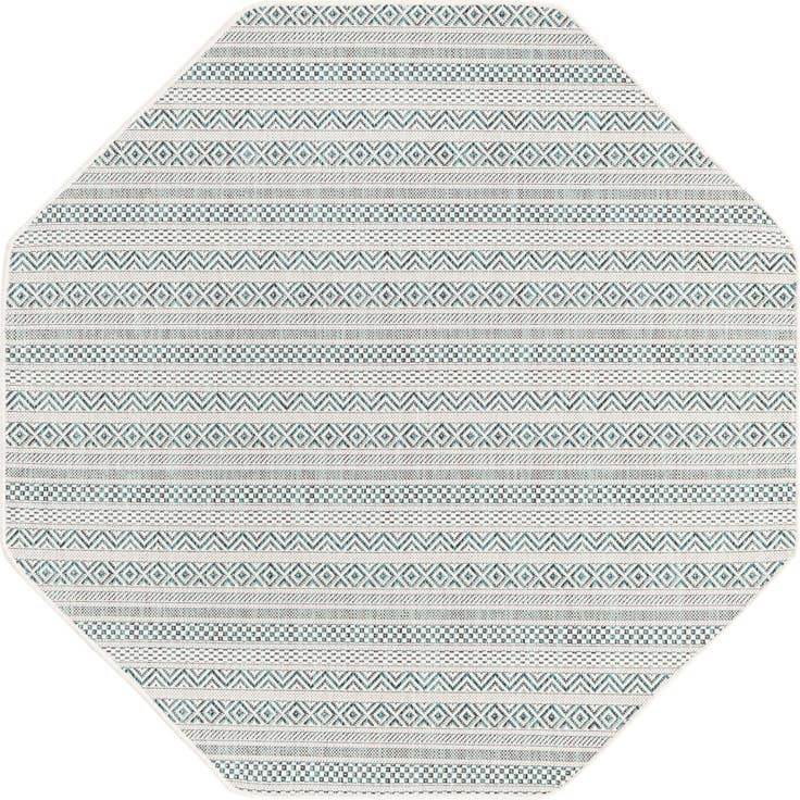 Detail image of 5' 3 x 5' 3 Easy-Clean Striped Indoor / Outdoor Octagon Rug
