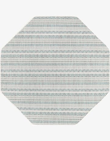 5' 3 x 5' 3 Easy-Clean Striped Indoor / Outdoor Octagon Rug