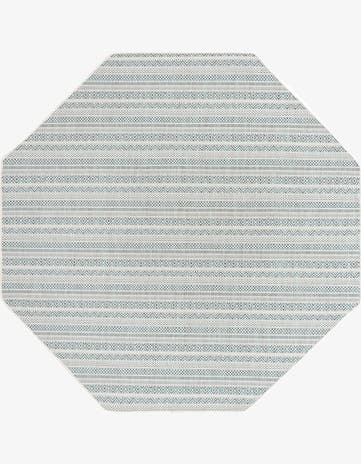7' 10 x 7' 10 Easy-Clean Striped Indoor / Outdoor Octagon Rug