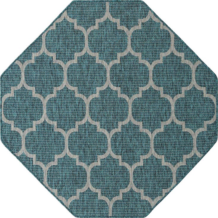Detail image of 5' 3 x 5' 3 Easy-Clean Trellis Indoor / Outdoor Octagon Rug