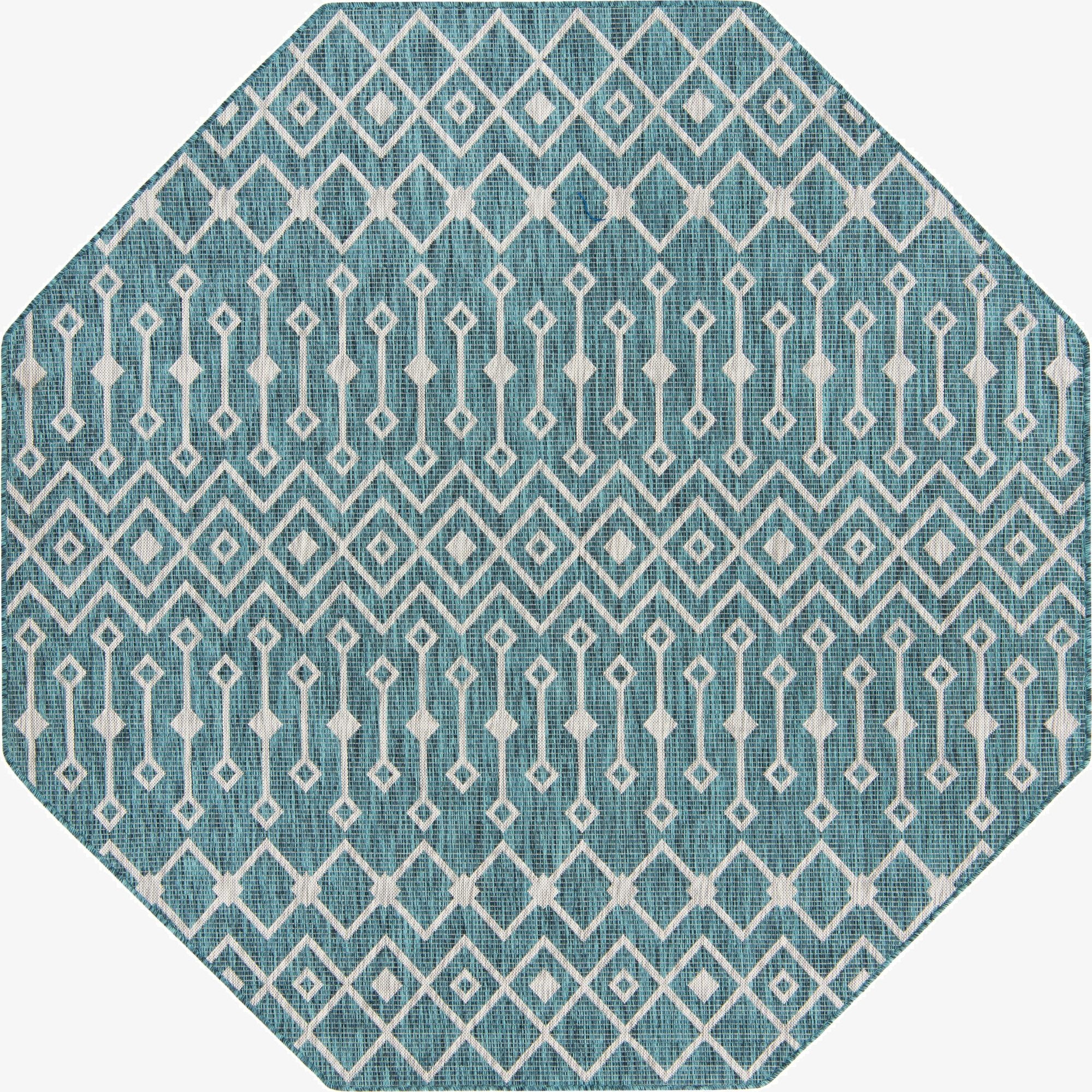 7' 10 x 7' 10  Washable Trellis Indoor / Outdoor Octagon Rug