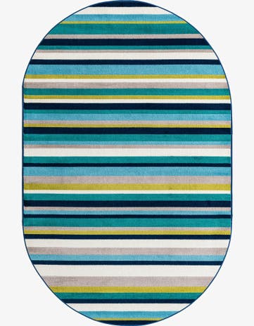 Teal Azalea Oval Rug