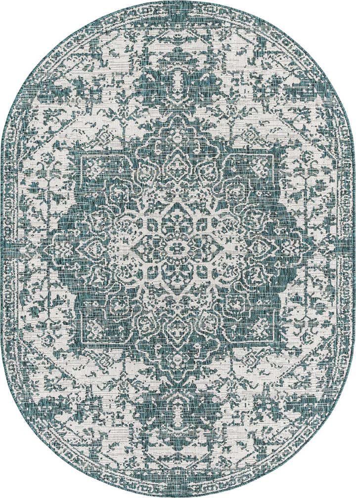 5' 3 x 8' Easy-Clean Jill Zarin Dubai Indoor / Outdoor Oval Rug