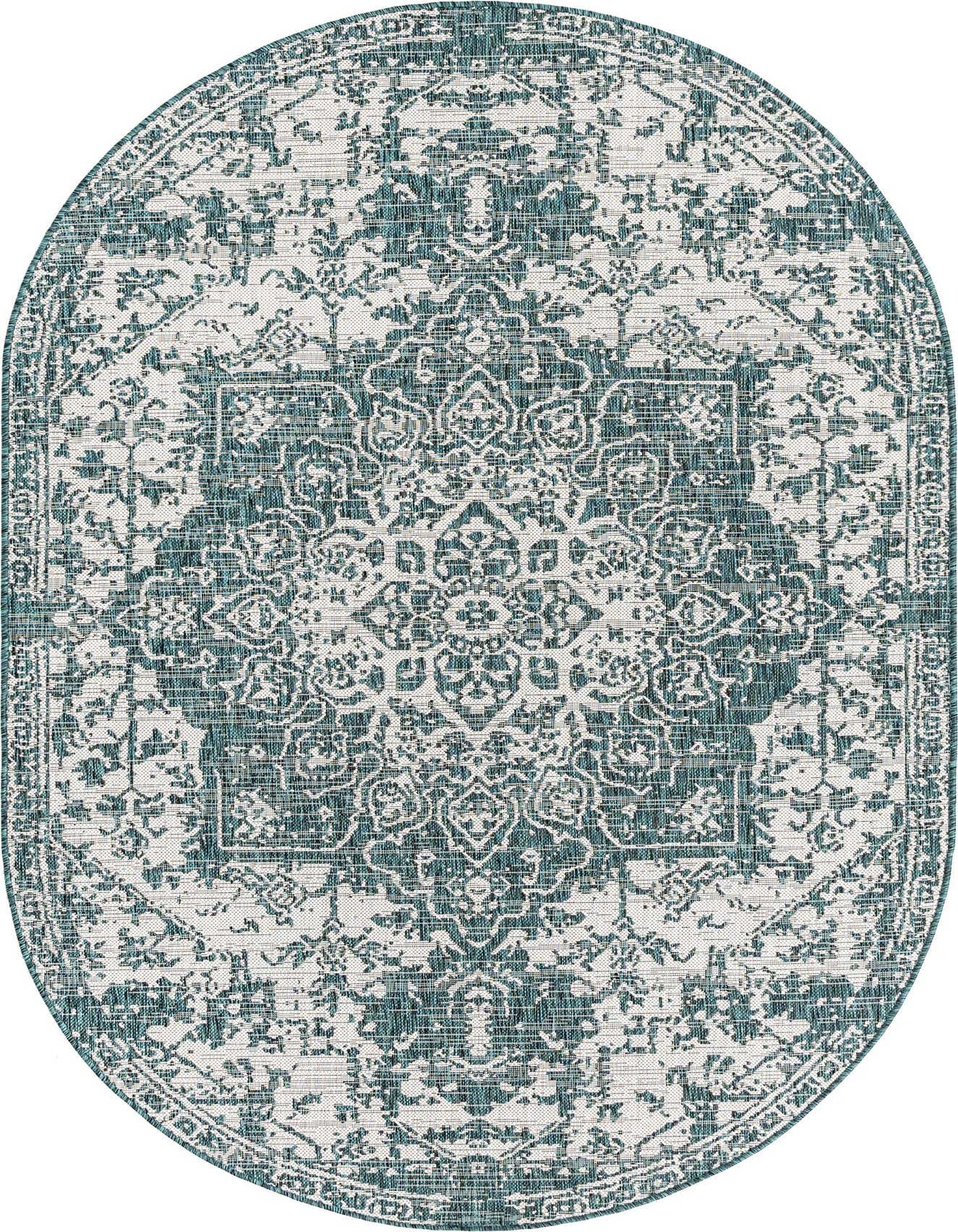 5' 3 x 8' Easy-Clean Jill Zarin Dubai Indoor / Outdoor Oval Rug