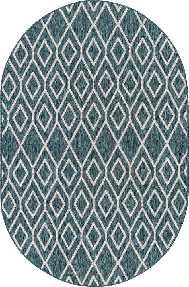 5' 3 x 8' Easy-Clean Jill Zarin Turks and Caicos Indoor / Outdoor Oval Rug