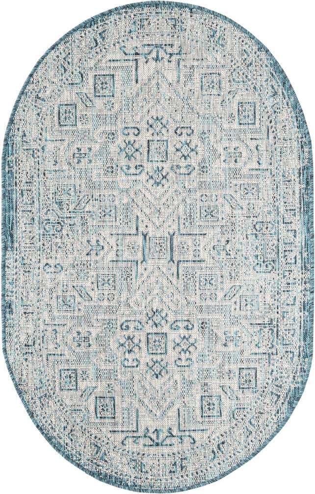 3' x 5' 3 Easy-Clean Aztec Indoor / Outdoor Oval Rug