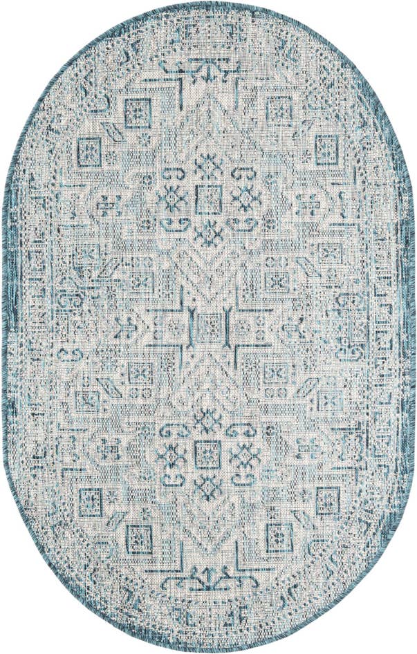 Detail image of 3' x 5' 3 Easy-Clean Aztec Indoor / Outdoor Oval Rug