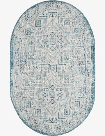 3' x 5' 3 Easy-Clean Aztec Indoor / Outdoor Oval Rug