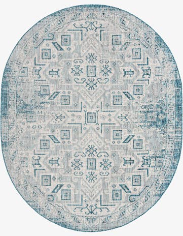 7' 10 x 10' Easy-Clean Aztec Indoor / Outdoor Oval Rug