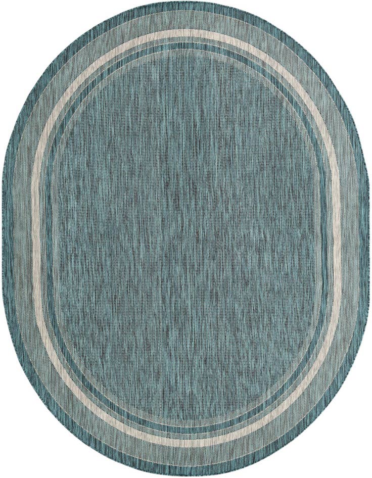 Detail image of 7' 10 x 10' Easy-Clean Border Indoor / Outdoor Oval Rug