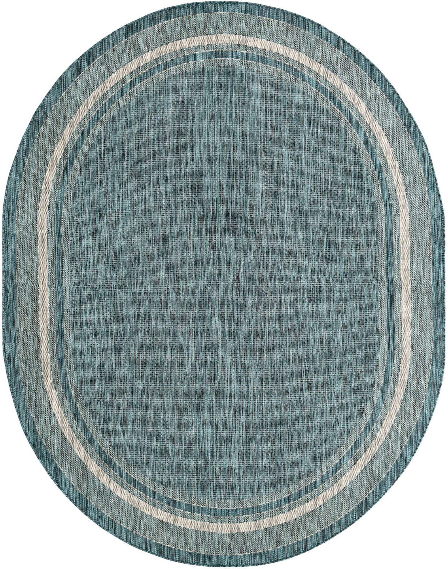 7' 10 x 10' Easy-Clean Border Indoor / Outdoor Oval Rug