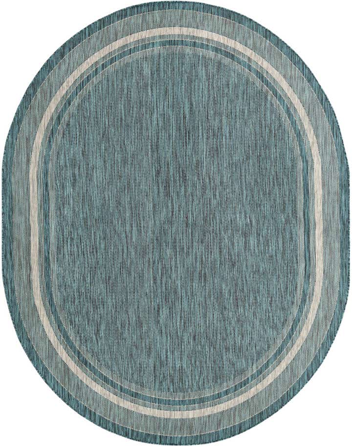 7' 10 x 10' Easy-Clean Border Indoor / Outdoor Oval Rug