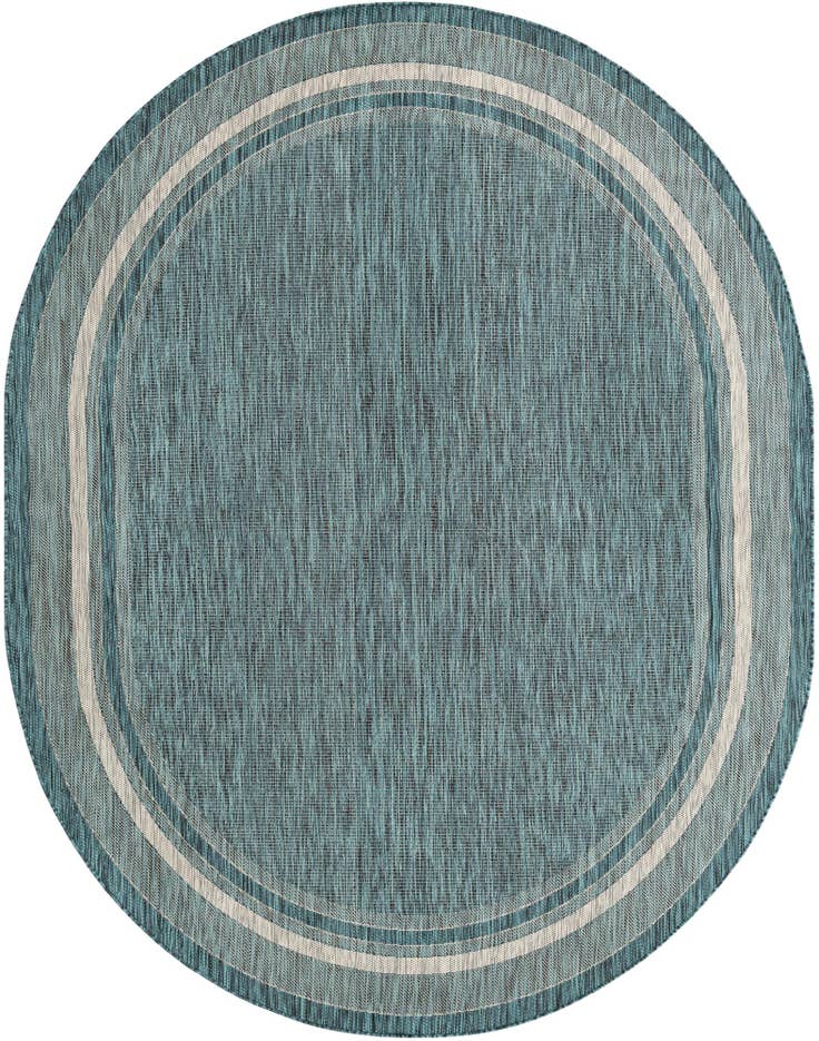 Detail image of 7' 10 x 10' Easy-Clean Border Indoor / Outdoor Oval Rug