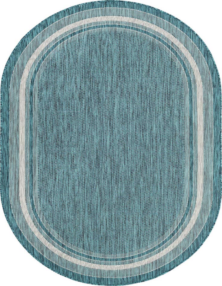 Detail image of 5' 3 x 8' Easy-Clean Border Indoor / Outdoor Oval Rug