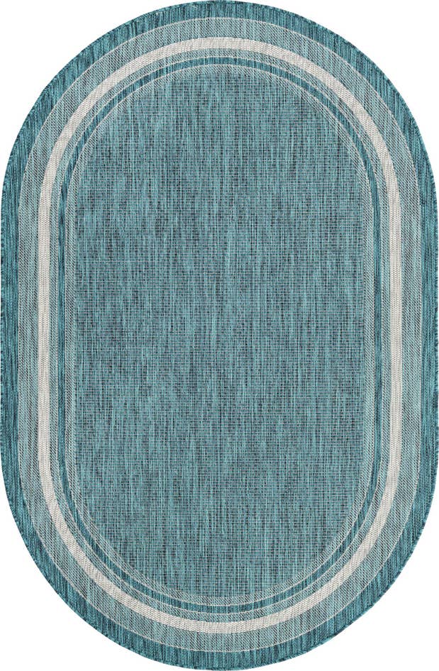 Detail image of 5' 3 x 8' Easy-Clean Border Indoor / Outdoor Oval Rug
