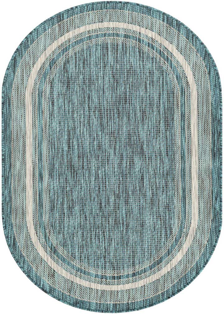 3' x 5' 3 Easy-Clean Border Indoor / Outdoor Oval Rug