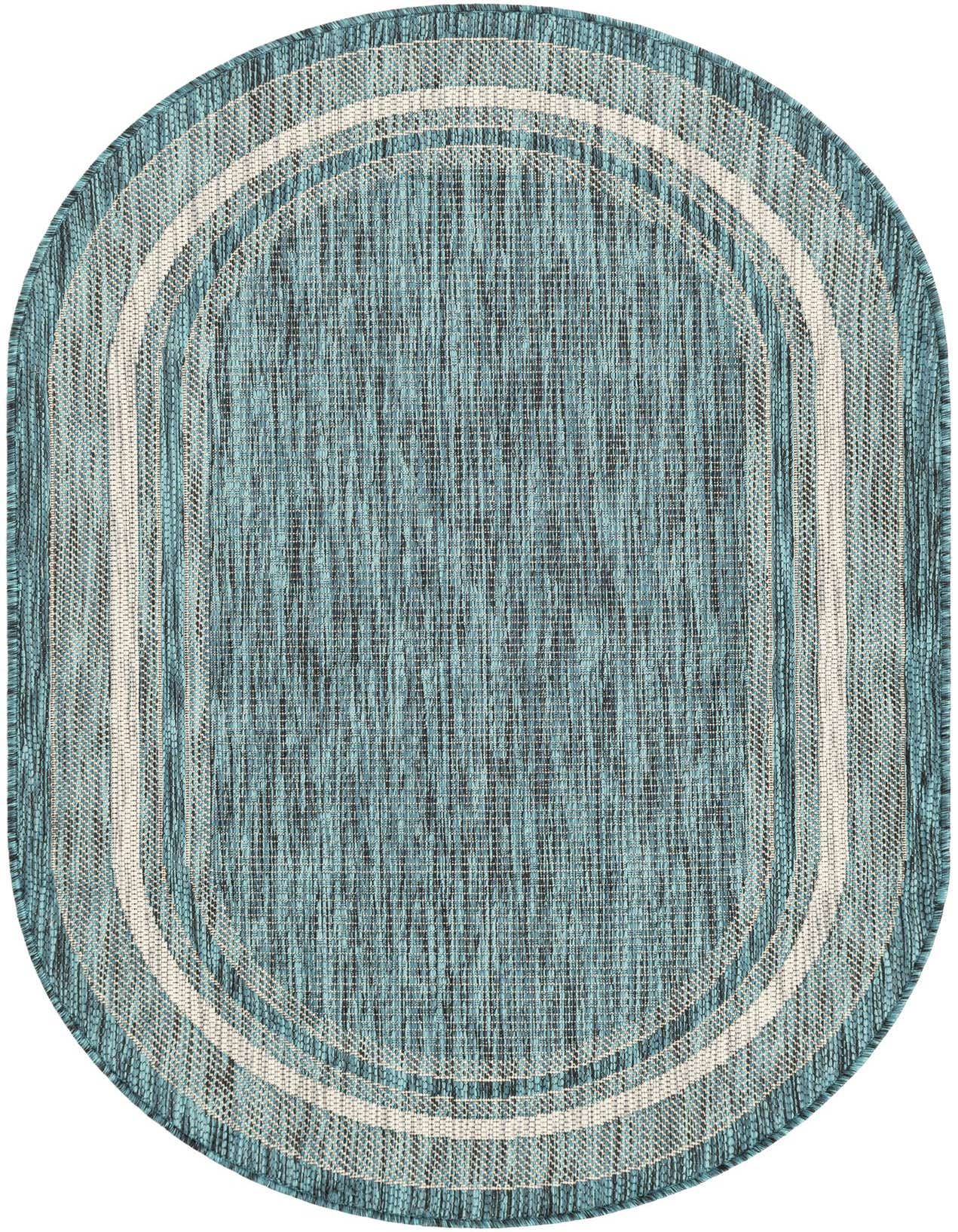 3' x 5' 3 Easy-Clean Border Indoor / Outdoor Oval Rug