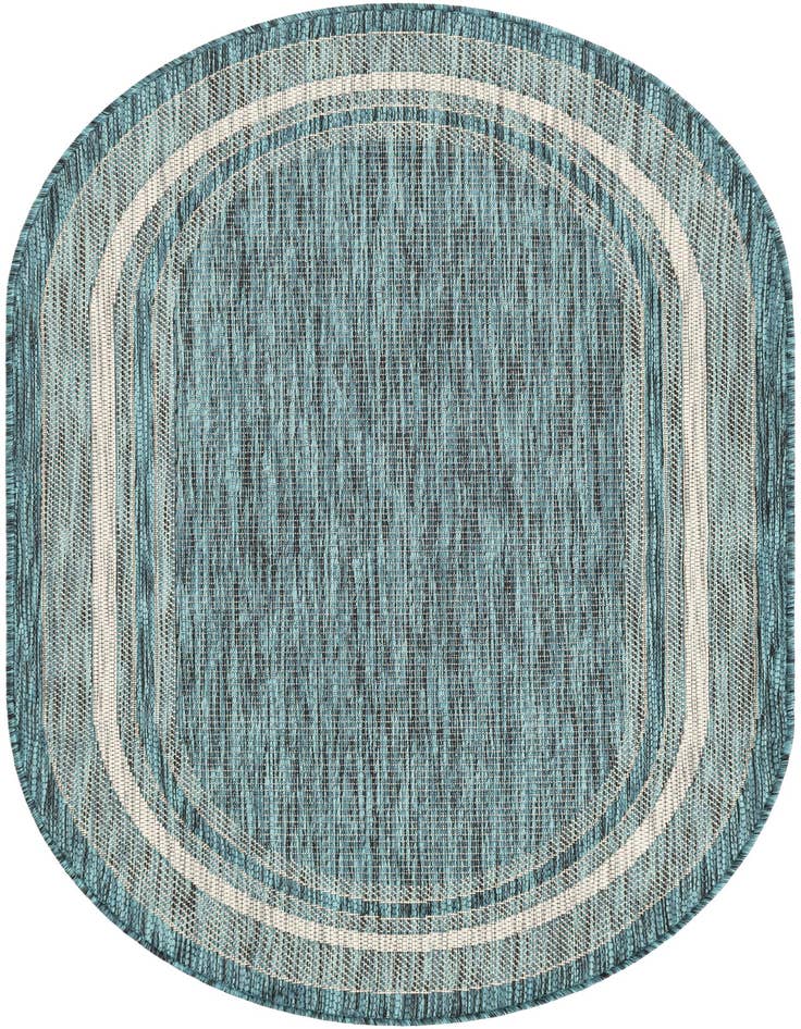 Detail image of 3' x 5' 3 Easy-Clean Border Indoor / Outdoor Oval Rug