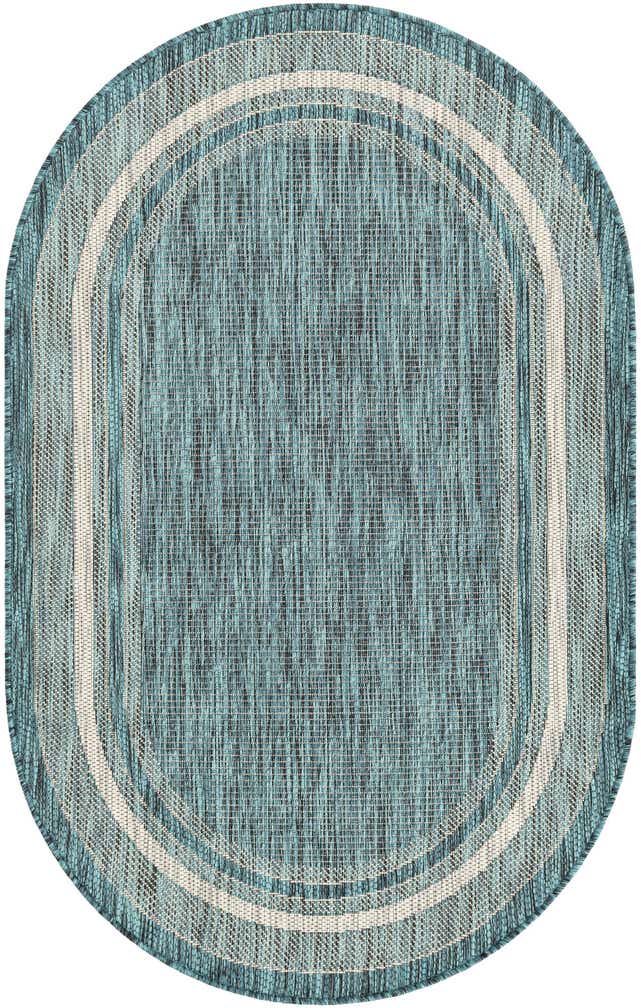 3' x 5' 3 Easy-Clean Border Indoor / Outdoor Oval Rug