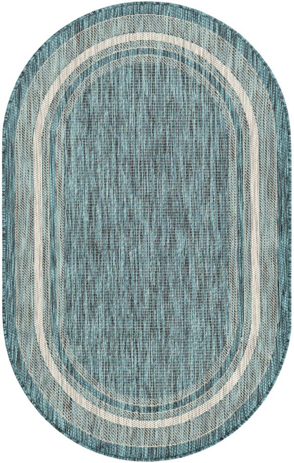 Detail image of 3' x 5' 3 Easy-Clean Border Indoor / Outdoor Oval Rug