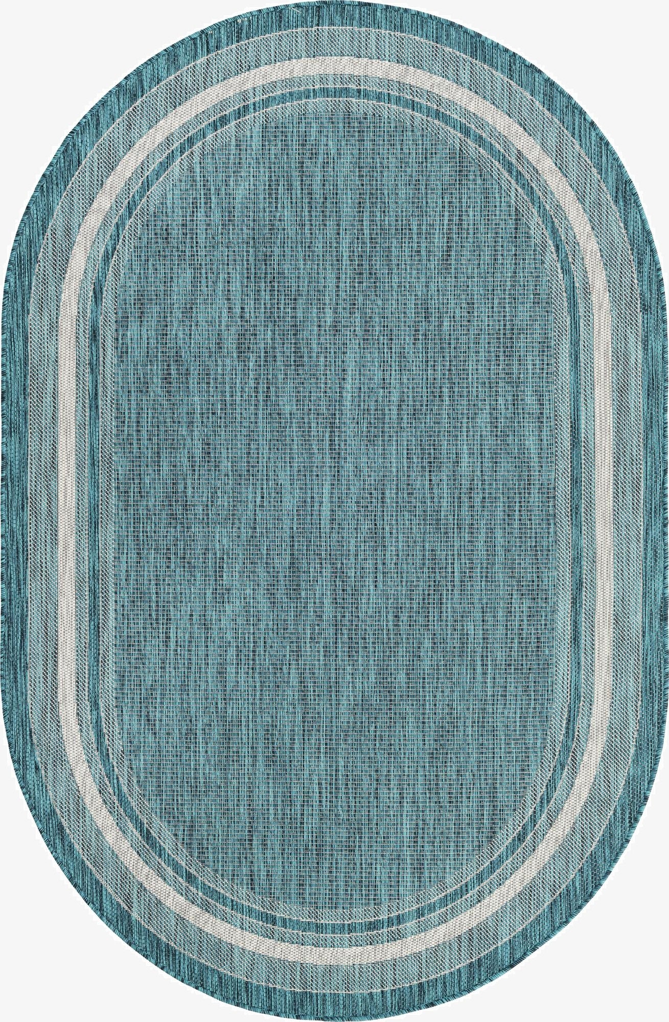 5' 3 x 8'  Washable Border Indoor / Outdoor Oval Rug