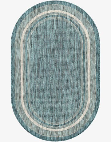 3' x 5' 3 Easy-Clean Border Indoor / Outdoor Oval Rug