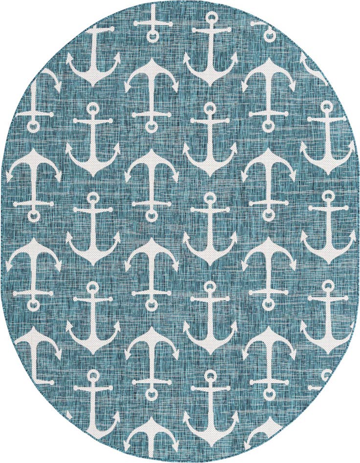 Detail image of 7' 10 x 10' Easy-Clean Coastal Indoor / Outdoor Oval Rug
