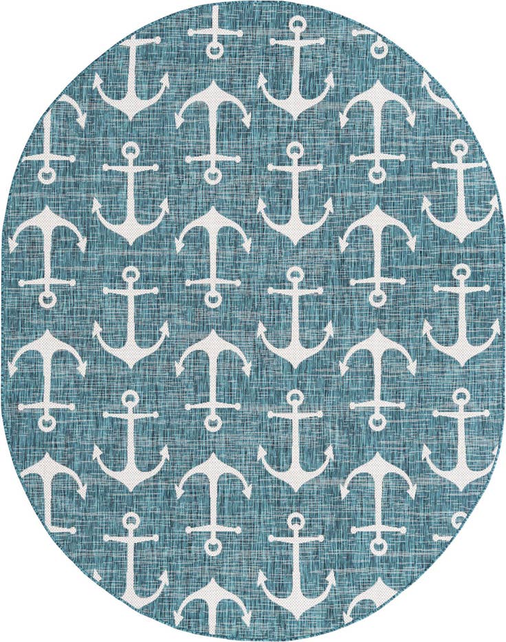 Detail image of 7' 10 x 10' Easy-Clean Coastal Indoor / Outdoor Oval Rug