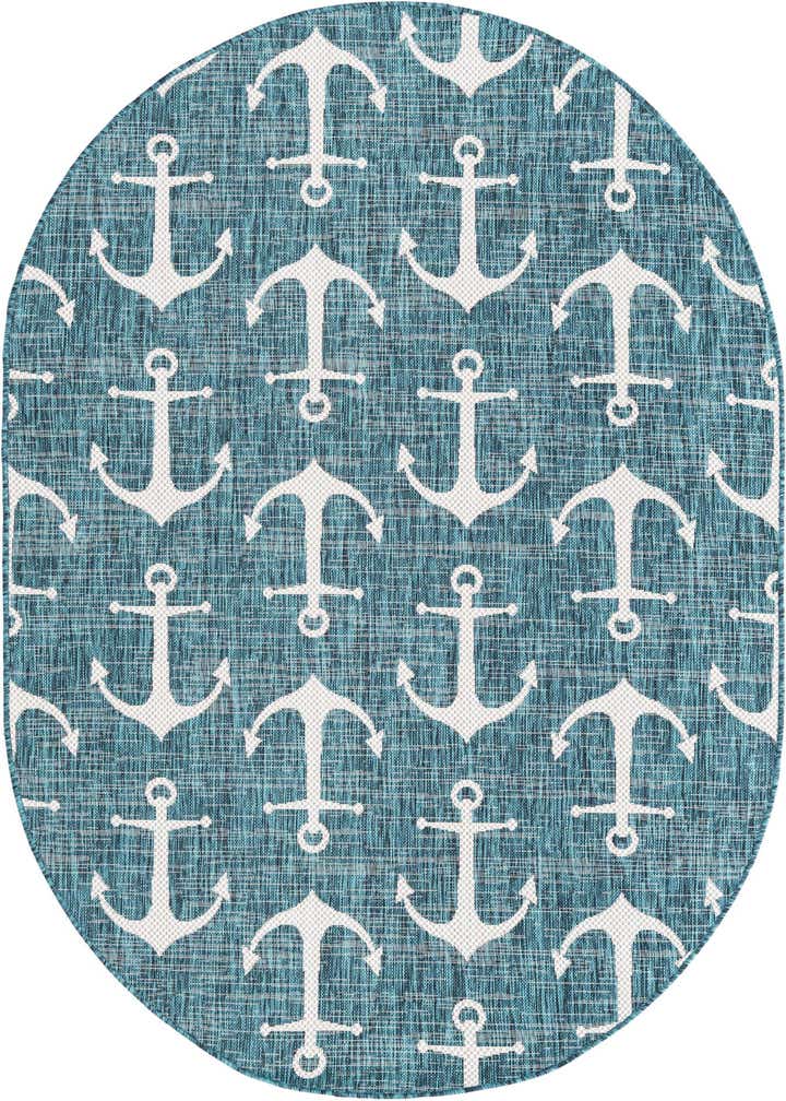 5' 3 x 8' Easy-Clean Coastal Indoor / Outdoor Oval Rug