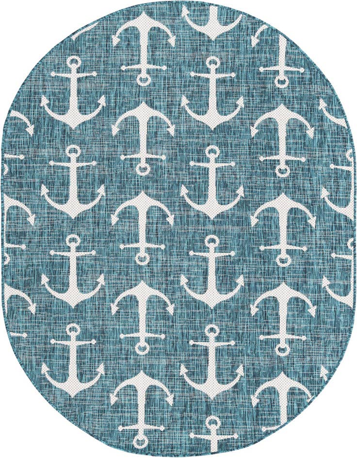 Detail image of 5' 3 x 8' Easy-Clean Coastal Indoor / Outdoor Oval Rug