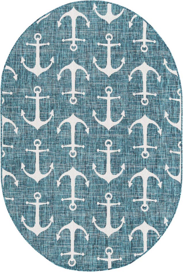 Detail image of 5' 3 x 8' Easy-Clean Coastal Indoor / Outdoor Oval Rug