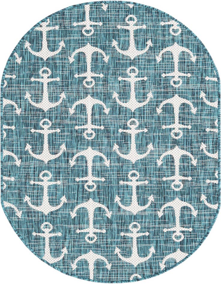 Detail image of 3' x 5' 3 Easy-Clean Coastal Indoor / Outdoor Oval Rug