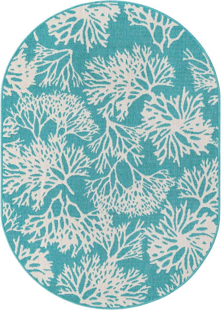 4' x 6' Easy-Clean Coastal Indoor / Outdoor Oval Rug