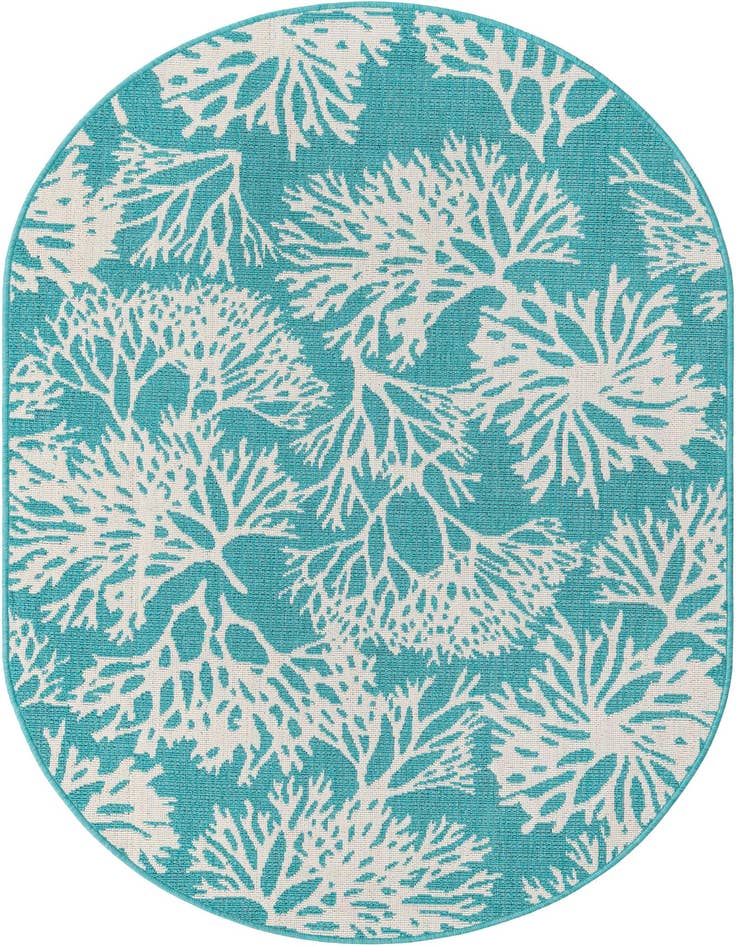 Detail image of 4' x 6' Easy-Clean Coastal Indoor / Outdoor Oval Rug