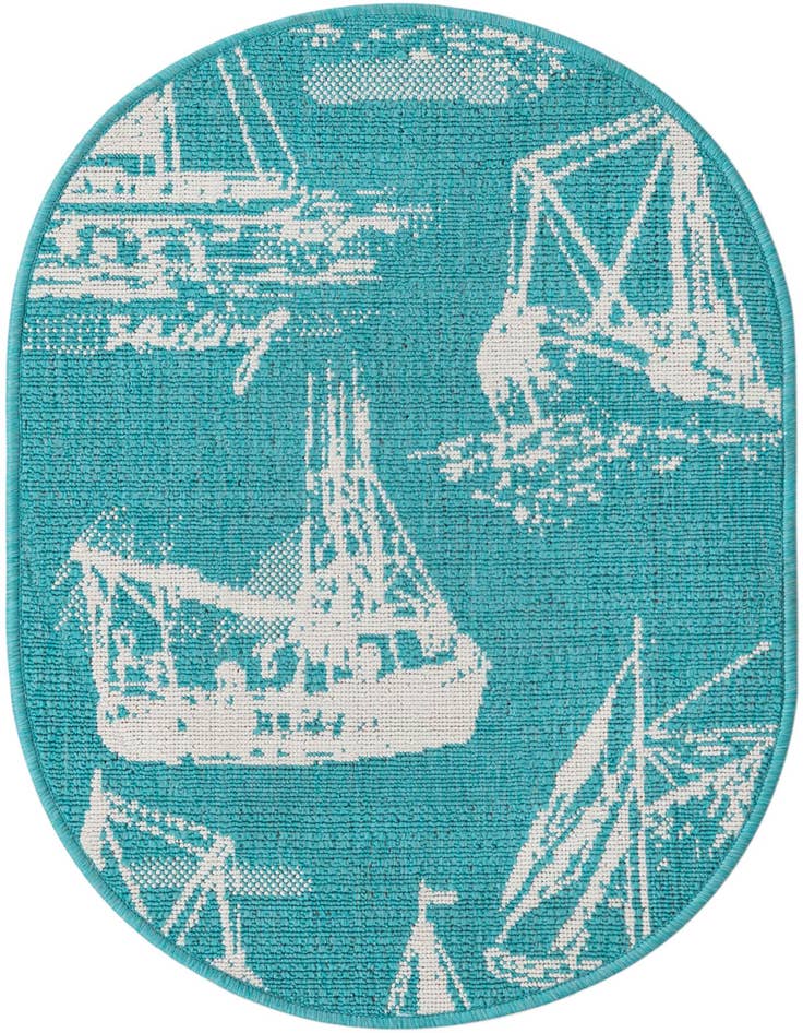Detail image of 2' x 3' Easy-Clean Coastal Indoor / Outdoor Oval Rug
