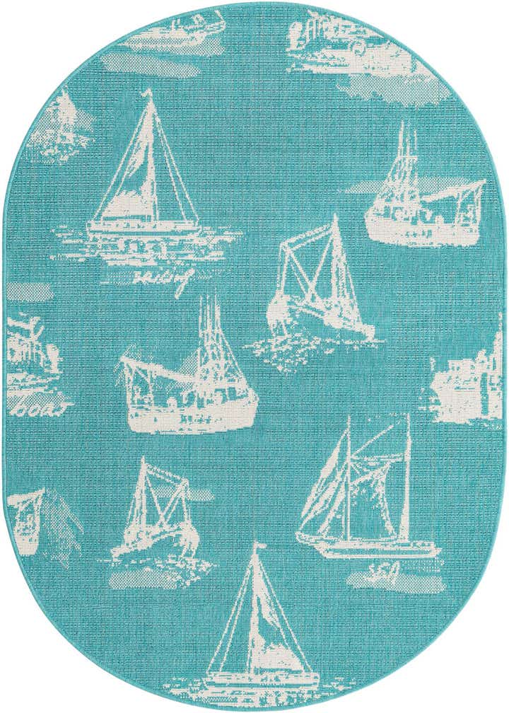 4' x 6' Easy-Clean Coastal Indoor / Outdoor Oval Rug