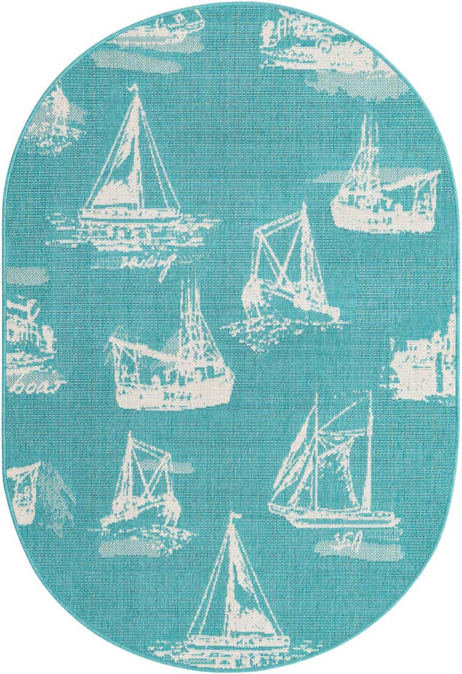 Detail image of 4' x 6' Easy-Clean Coastal Indoor / Outdoor Oval Rug