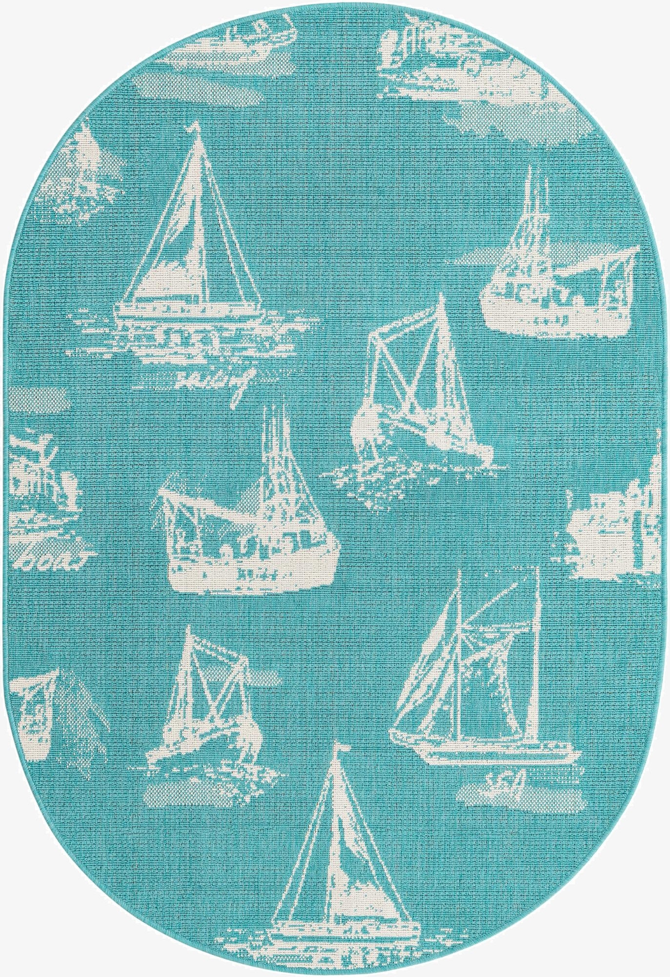 4' x 6'  Washable Coastal Indoor / Outdoor Oval Rug