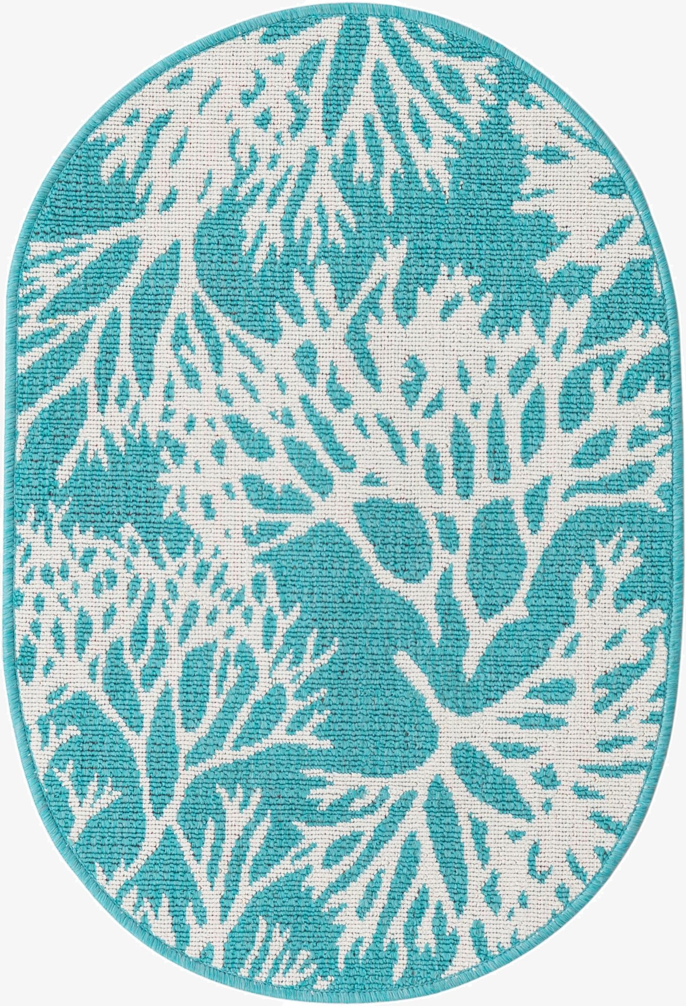 2' x 3'  Washable Coastal Indoor / Outdoor Oval Rug