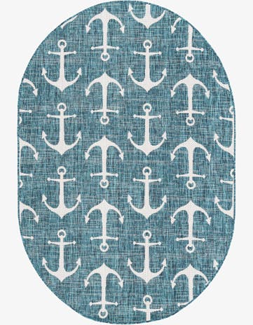 5' 3 x 8' Easy-Clean Coastal Indoor / Outdoor Oval Rug