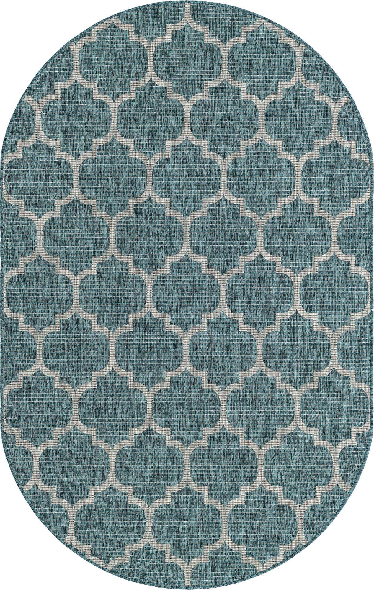 5' 3 x 8' Easy-Clean Lattice Indoor / Outdoor Oval Rug